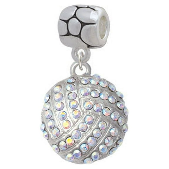 Large Super Sparkle Crystal Clear AB Volleyball - Pebble Charm Bead