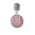 thumbnail image 1 of Large Super Sparkle Crystal Pink AB Softball - Large Rope with Cross Beads Charm Bead, 1 of 1