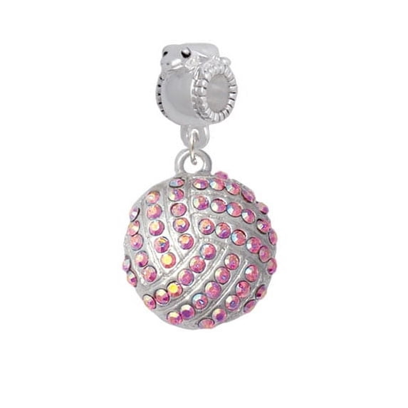 Large Super Sparkle Crystal Pink AB Volleyball - Frog Charm Bead