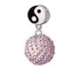 thumbnail image 1 of Large Super Sparkle Crystal Pink AB Volleyball - Yin Yang Charm Bead, 1 of 1