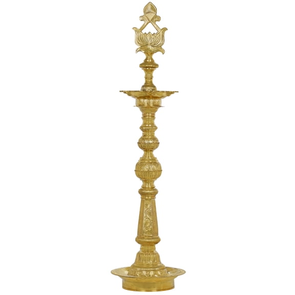 46" Large Superfine Lotus Lamp in Brass | Handmade | Made in India