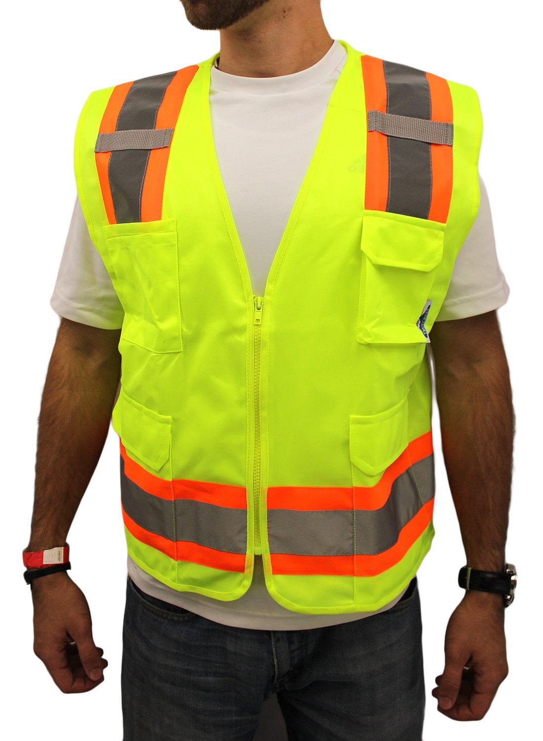 TRUECREST Large Surveyor Lime Two Tones Safety Vest, ANSI/ ISEA 107-2015