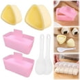 thumbnail image 1 of Large Sushi Mold Set – 2 Pink Rectangle Layered Presses + 2 Yellow Triangle Onigiri Molds + 2 Rice Paddles – Ideal for Party Prep, Batch Bento, and Family DIY, 1 of 9