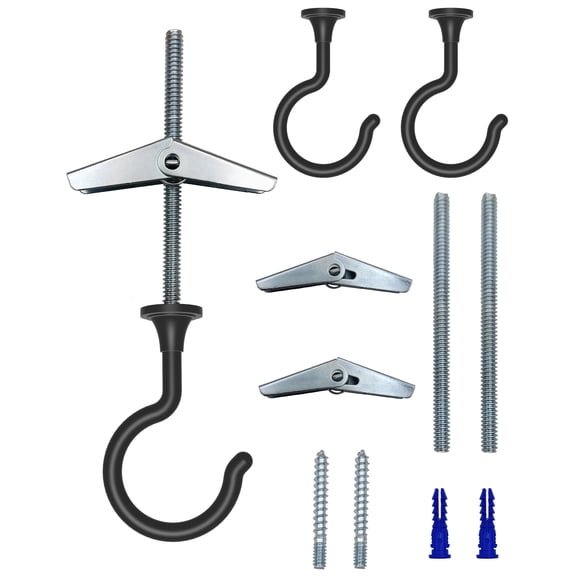 Large Swag Hooks For Ceiling Hanging Plants、Hanging Light -Installation For Cavity Wall Fixing (Black 2 Pack)