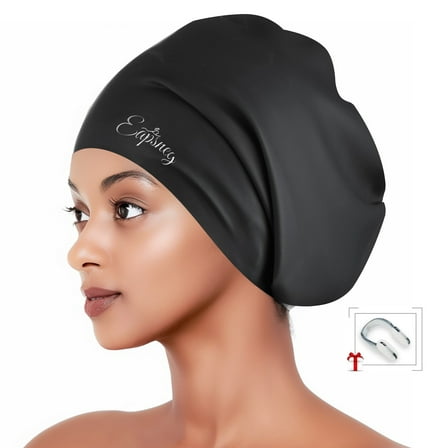 Large Swim Cap for Women Men, Waterproof Silicone Swimming Caps Ideal for Long Hair, Thick Curly Hair & Dreadlocks Braids Weaves Afro Hair - Keep Hairstyle Unchanged