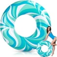 thumbnail image 1 of Large Swim Ring 39.37 Inches Pool Inner Tubes Water Ripple Print Ring Pool Float Green Blue White Float Swimming Water Tube for Adults Summer Beach Party Supplies, 1 of 10
