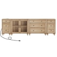 thumbnail image 1 of Large TV Stand for 100-Inch TV, TV Console Table for 85-95 Inch TVs, Entertainment Center with Charging Station & Glass Door, Kitchen Sideboard Buffet Cabinet for Dining Room, Oak Finish, 1 of 6