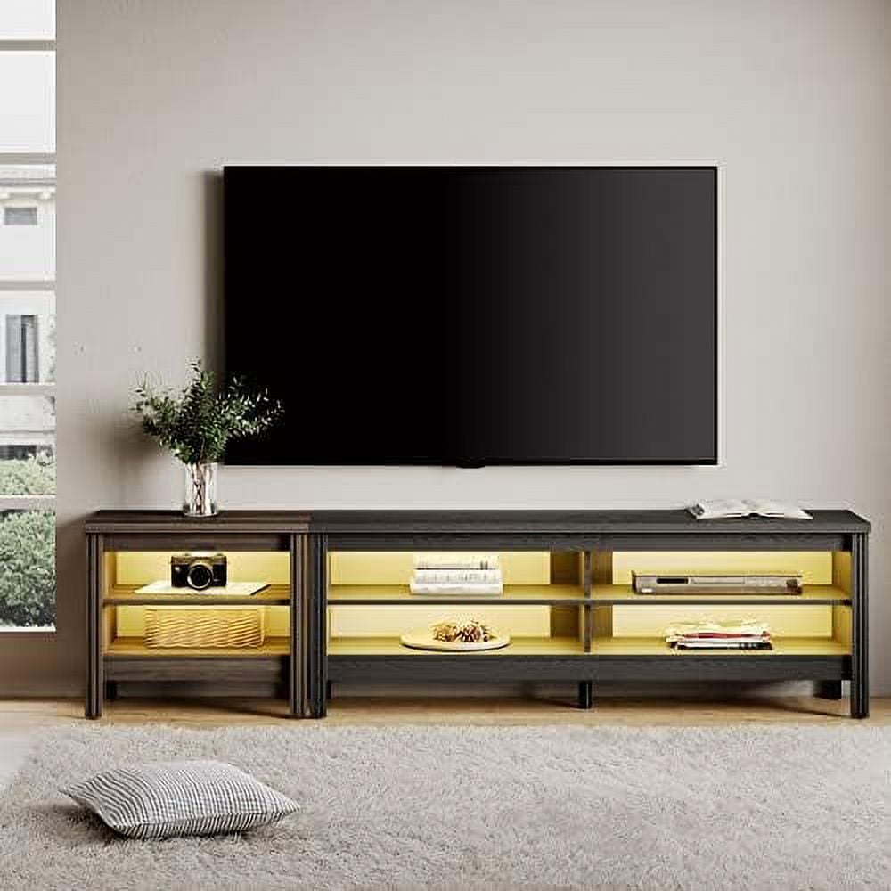 Large TV Stand for 85 Inch TV with Blue LED Light Entertainment Center