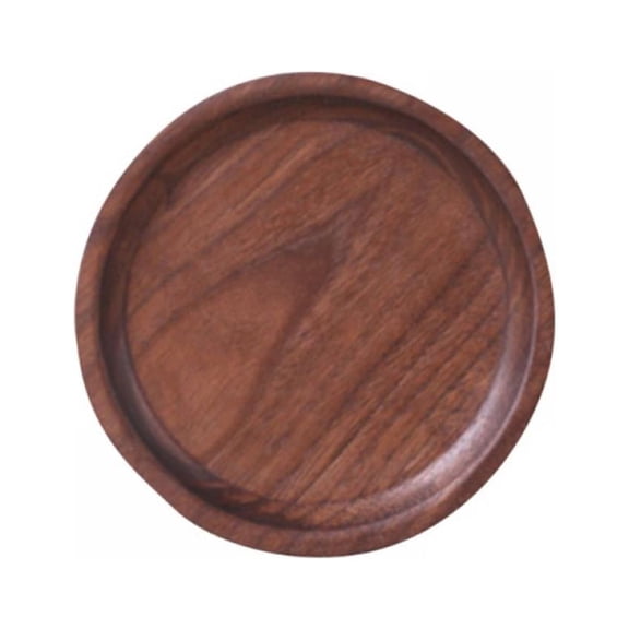 Large Table Tray Wooden Solid Serving Tray, Black Walnut Wooden Tableware Round Cake Tray Dessert Serving Tray Kitchen Utensils