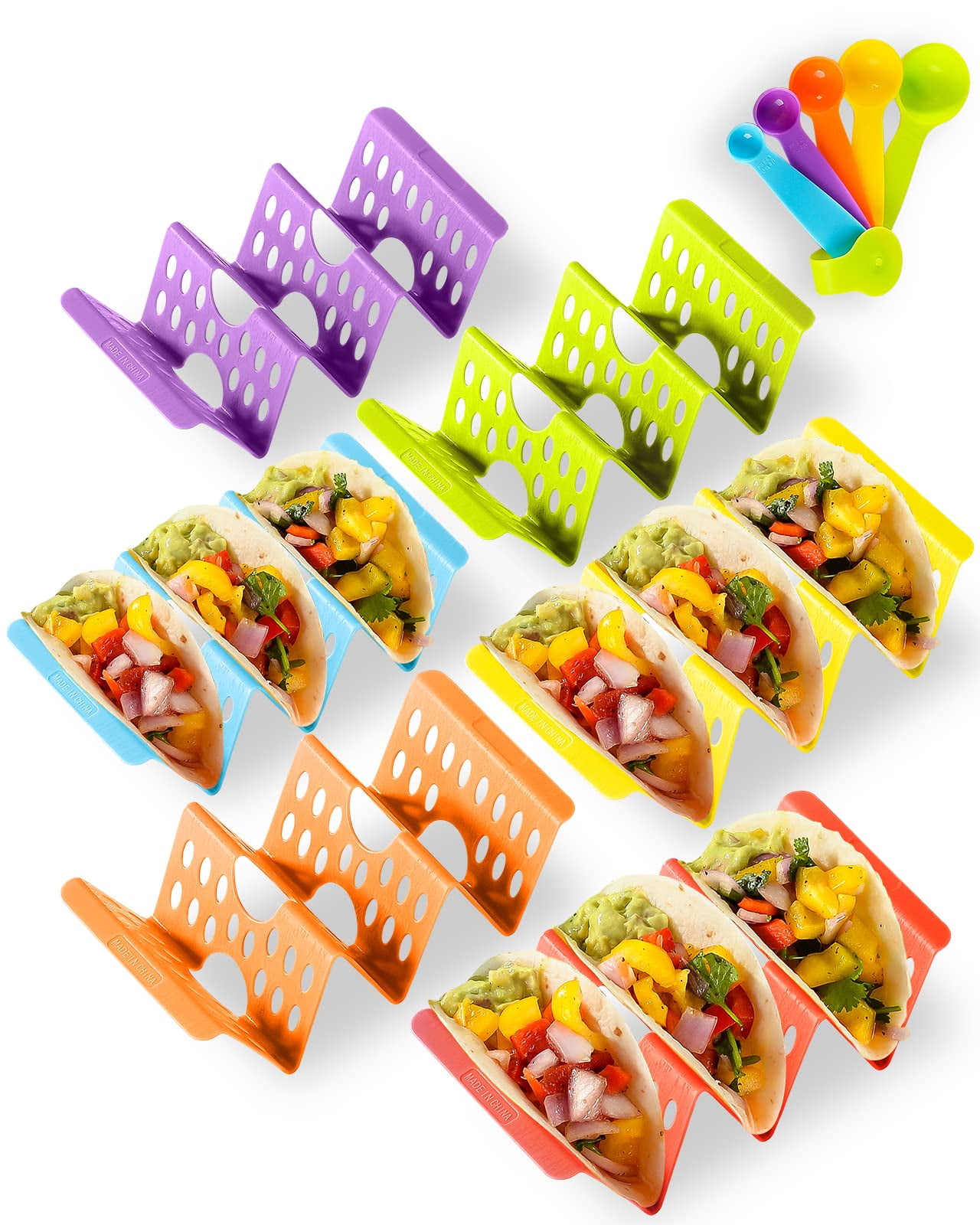 Large Taco Holder Stand Set of 6 or 4, Triangle Taco Rack for Hard/Soft ...