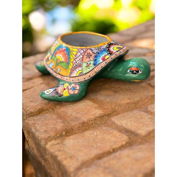 Large Talavera Turtle Planter Maceta Handmade 17 Mexican Pottery Colorful Garden Decor Vibrant Ceramic Planter$$Garden & Patio