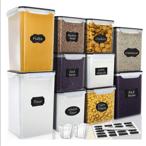 Organisation Features Large Tall Airtight Food Storage Containers, 10 PACK Plastic Airtight ...