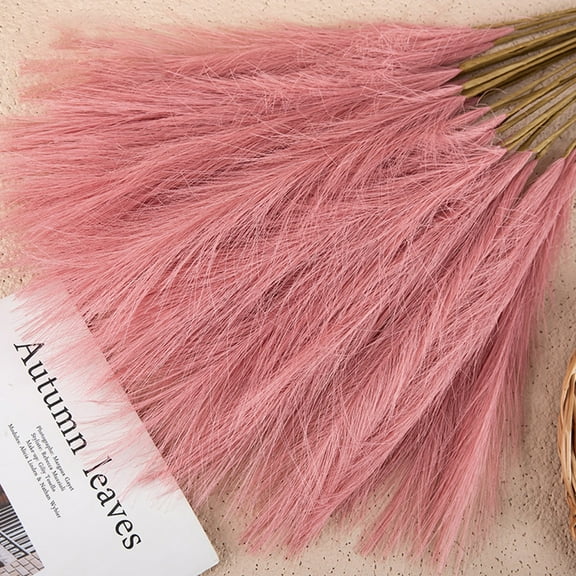 Large Tall Fluffy Artificial Pampas Grass Faux Bulrush Reed Fake Flower Phragmites Plant for Wedding Home Vase Decoration-Dark Pink