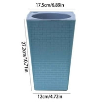 Large Tall Planter with Drainage Holes, Modern Self-Watering Pot for Indoor Outdoor Plants, Rustic Brick Texture Square Garden Pot, 13 Inch Decorative Container for Porch