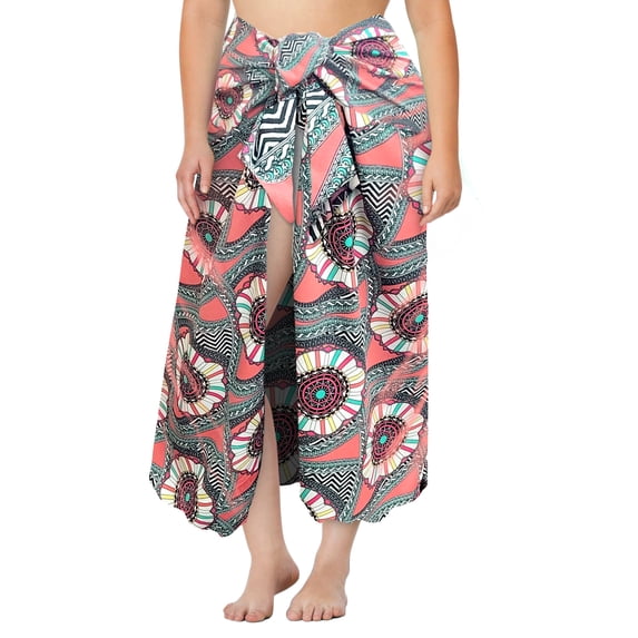 Large Tall Womens Gan Fan Fractal Designer Print Swimsuit Cover Up Sarong
