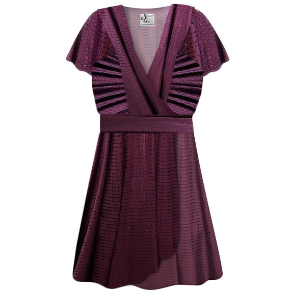 Large Tall Womens Top Burgundy Mirror Reflection Designer Print Slinky Magic Babydoll Short Sleeve