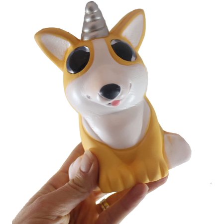 Large Tan CORGI Mystical Animal with Horn and Wings Slow Rise Squishies Slow Rise Foam - Scented Sensory, Stress, Fidget Toy
