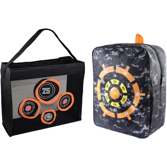 Large Target Pouch Storage Carry Equipment Bag Portable Practice Set with Collapsible Mesh Target Compatible with Nerf N-Strike Elite, Mega, and Rival Series Guns