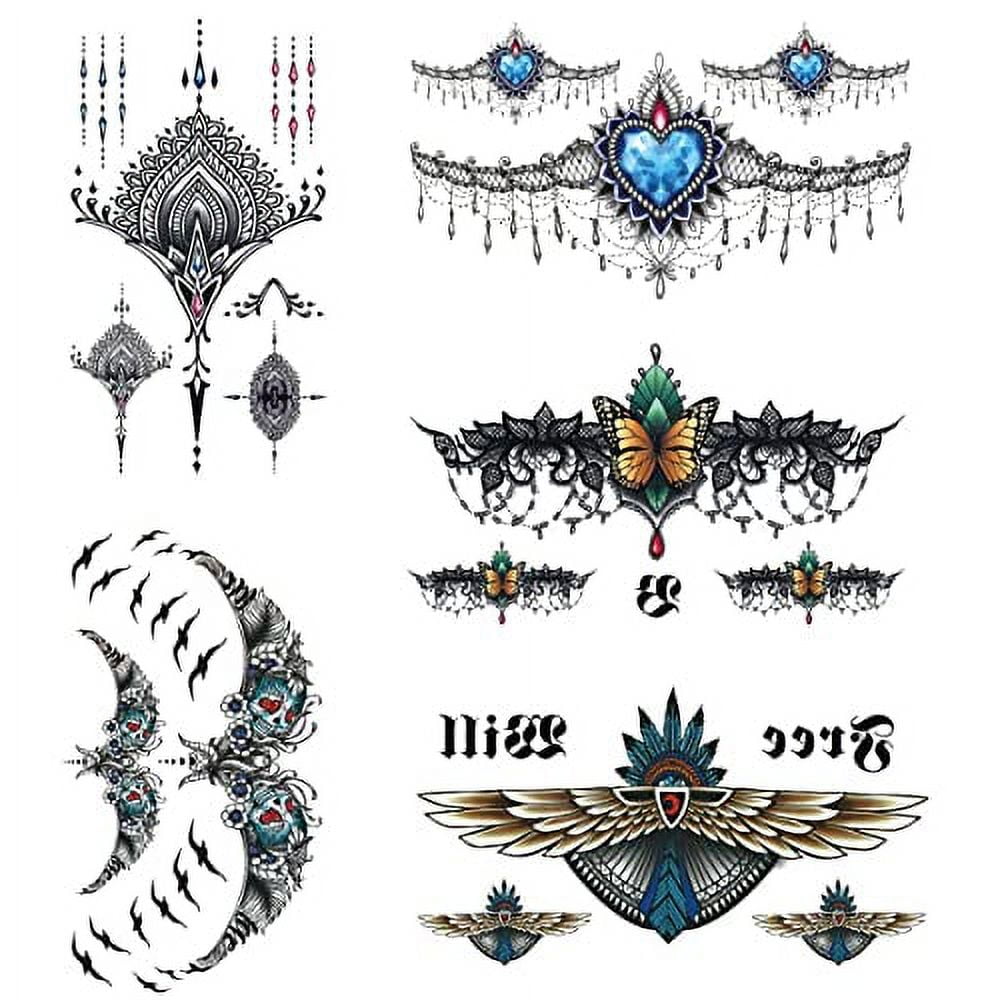Large Tattoos Fake Temporary Jewelry Body Tattoos Art Stickers for