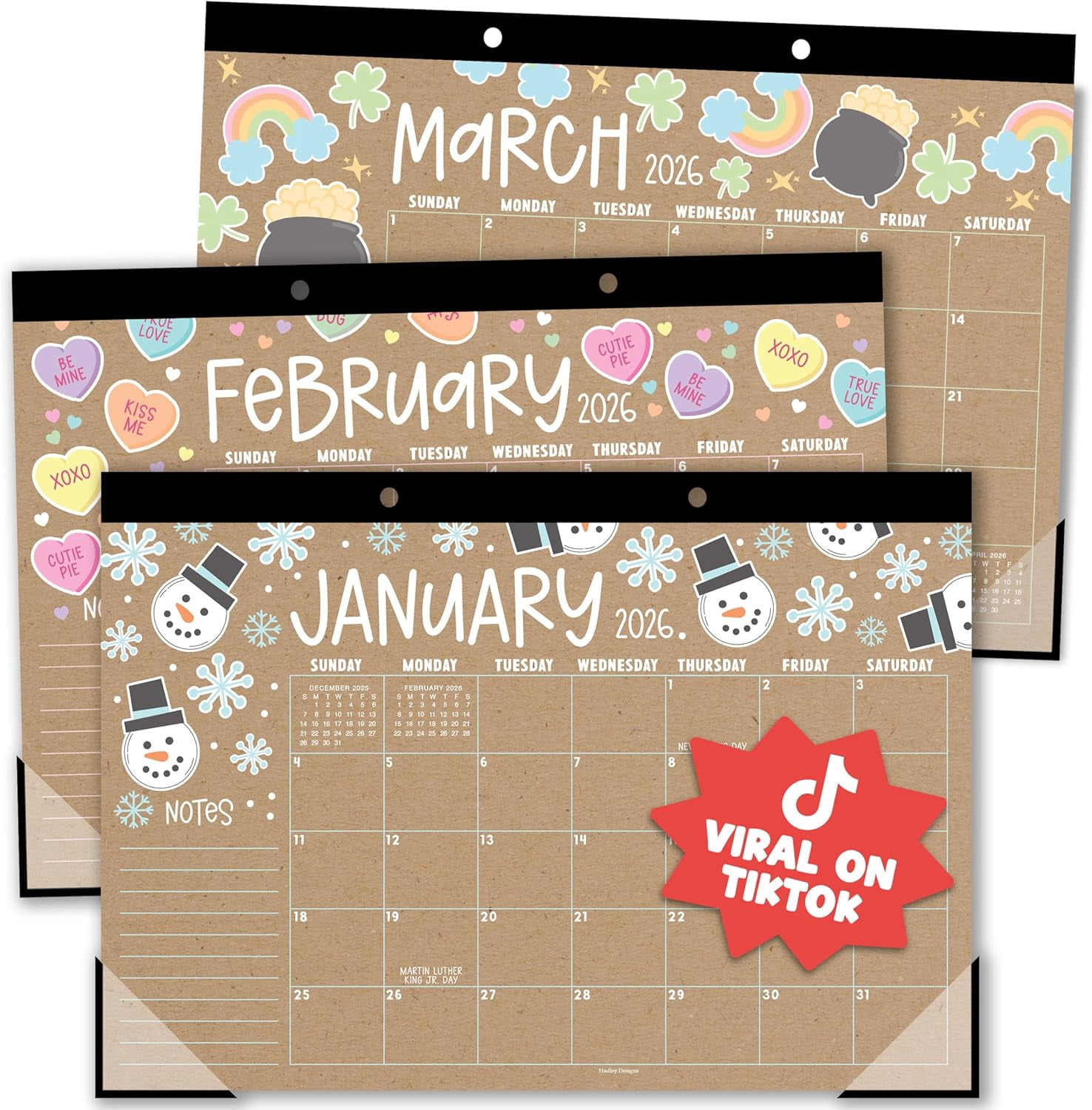 Large Teacher Desk Calendar 2026-2027 - Desktop 2026, 18-Month Calendars for Home, Office & Classroom, Cute Classroom Must Haves, Appreciation Gifts