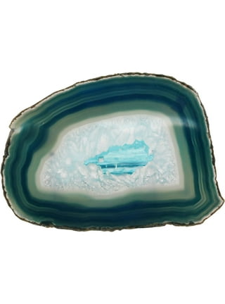 Large Teal Blue Agate Slab 4-5 INCH Geode Slice with Stand Crystal Mineral  Gemstone Rock Gem