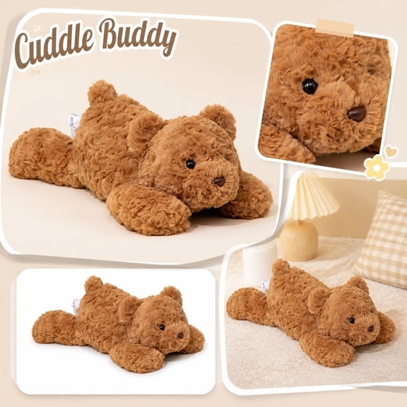 Large Teddy Bear, Giant Teddy Bear, Bear Decor, Bear Plush, 22X16 Inch Lying Brown Cute Soft Figure to Add Warm Cozy Accent to Living Room, Playroom and Reading Nook Displays