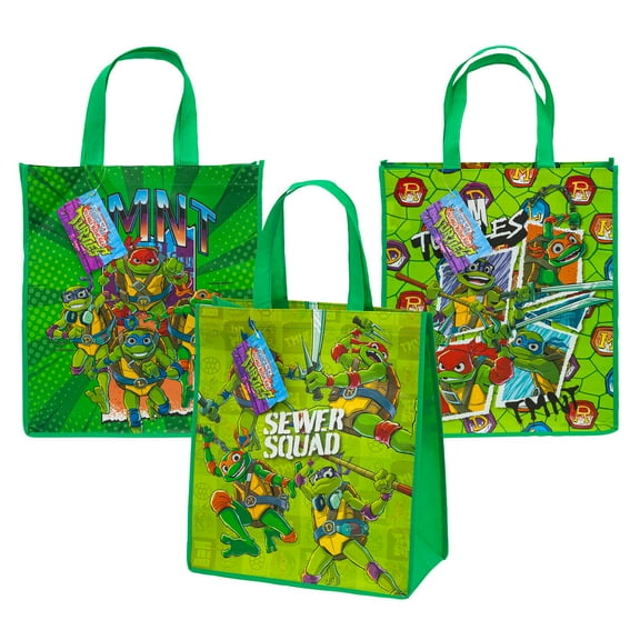 Large Teenage Mutant Ninja Turtle Reusable Tote Bags, 16 in, 3 Assorted Colors