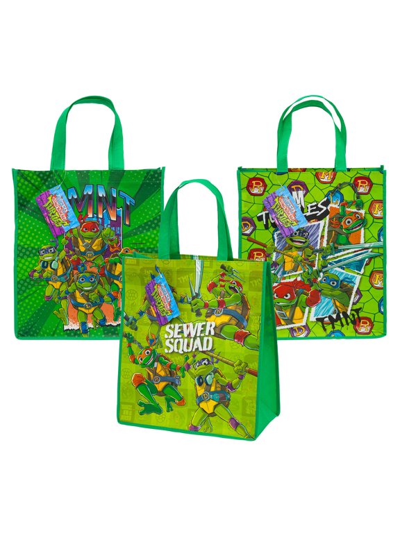 Large Teenage Mutant Ninja Turtle Reusable Tote Bags, 16 in, 3 Assorted Colors