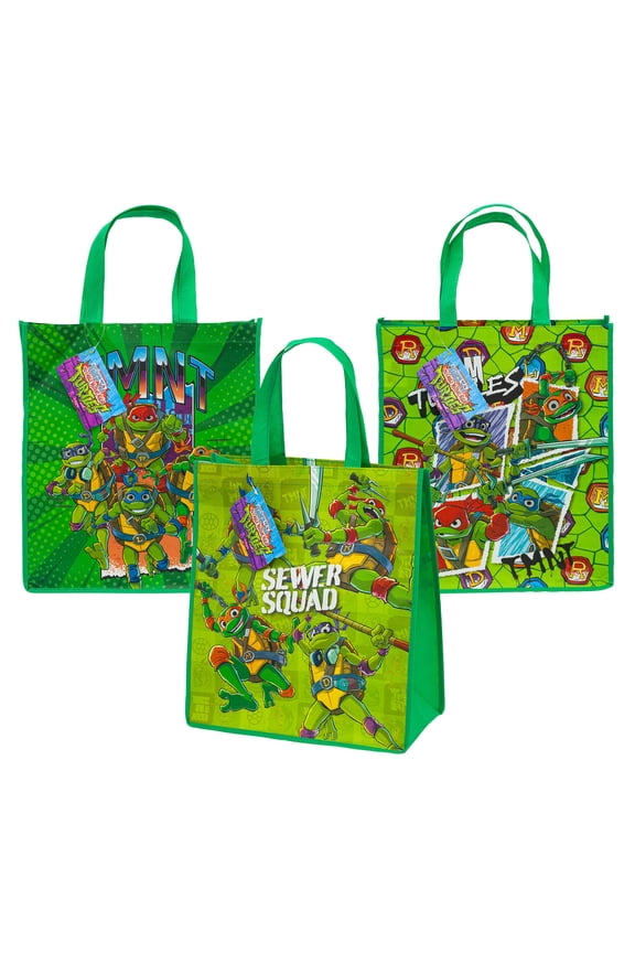 Large Teenage Mutant Ninja Turtle Reusable Tote Bags, 16 in, 3 Assorted Colors