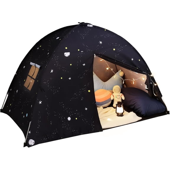 Large Teepee Tent for Kids - Tent Indoor Kids Teepee Tent for Boys & Girls - Kids Play Tent Inside Canopy Bed for Playroom Gift Toys (Black Galaxy)
