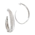 thumbnail image 1 of Large Textured Silver Tone Basket Weave Design Oval Hoop Earrings Pierced 3", 1 of 3