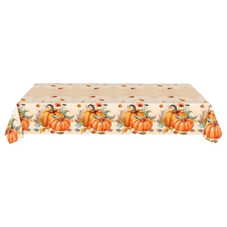 Large Thanksgiving Tablecloth Fall Pumpkin Decor Waterproof Maple Leaf Table Cover With Oil-Proof Surface, Easy Clean For Party, Dining 54X108In 0.5Lb