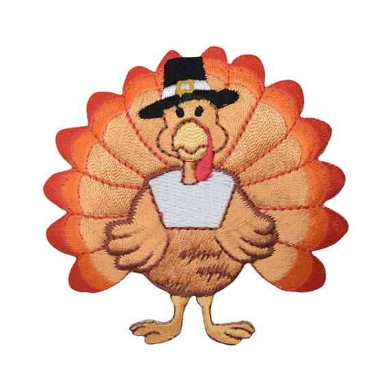 Large - Thanksgiving Turkey - Pilgrim Hat - Iron on Applique/Embroidered Patch