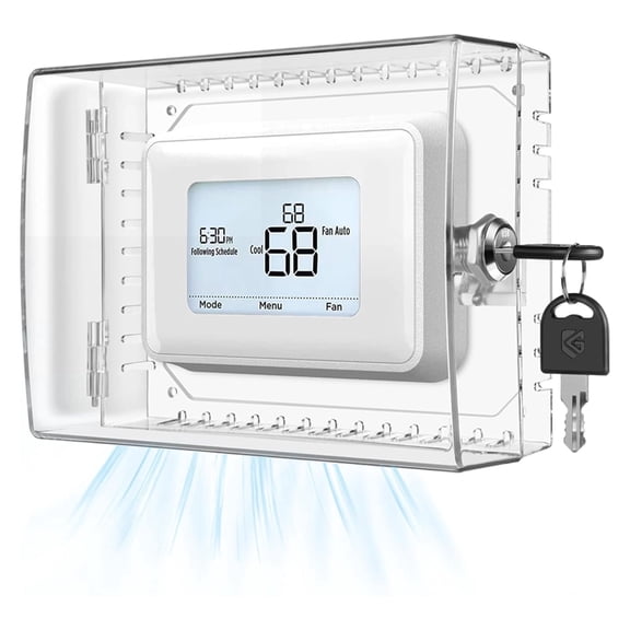 Large Thermostat Lock Box Cover with Key, Clear Thermostat Cover with Lock Compatible with Select Wall-Mounted Thermostats On Wall, AC Lock Box Cover with Key Fits Thermostats 5"H x 6" W or Smaller