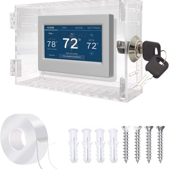 Large Thermostat Lock Box Cover with Key for , Clear Thermostat Cover Fits Thermostats y14036