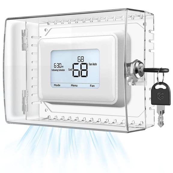 Large Thermostat Lock Box with Key, Clear Universal Thermostat Cover Guard for Wall-Mounted AC, Dustproof Protector for Home, School & Commercial Use