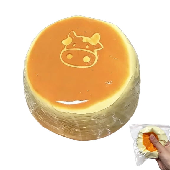 Large Thick Caramel Milk Pudding Cute Soft Toy, Homemade Silicone Relief Toy and Bounce Squ--eeze For Stress