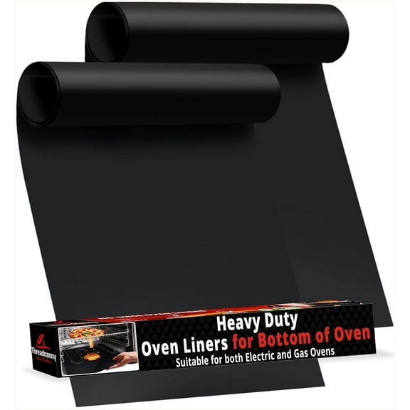 Large Thick Heavy Duty 2 Pack Non Stick Teflon Oven Liners Mat, 17"x 25", for bottom of Electric Oven Gas Oven Microwave Charcoal or Gas Grills