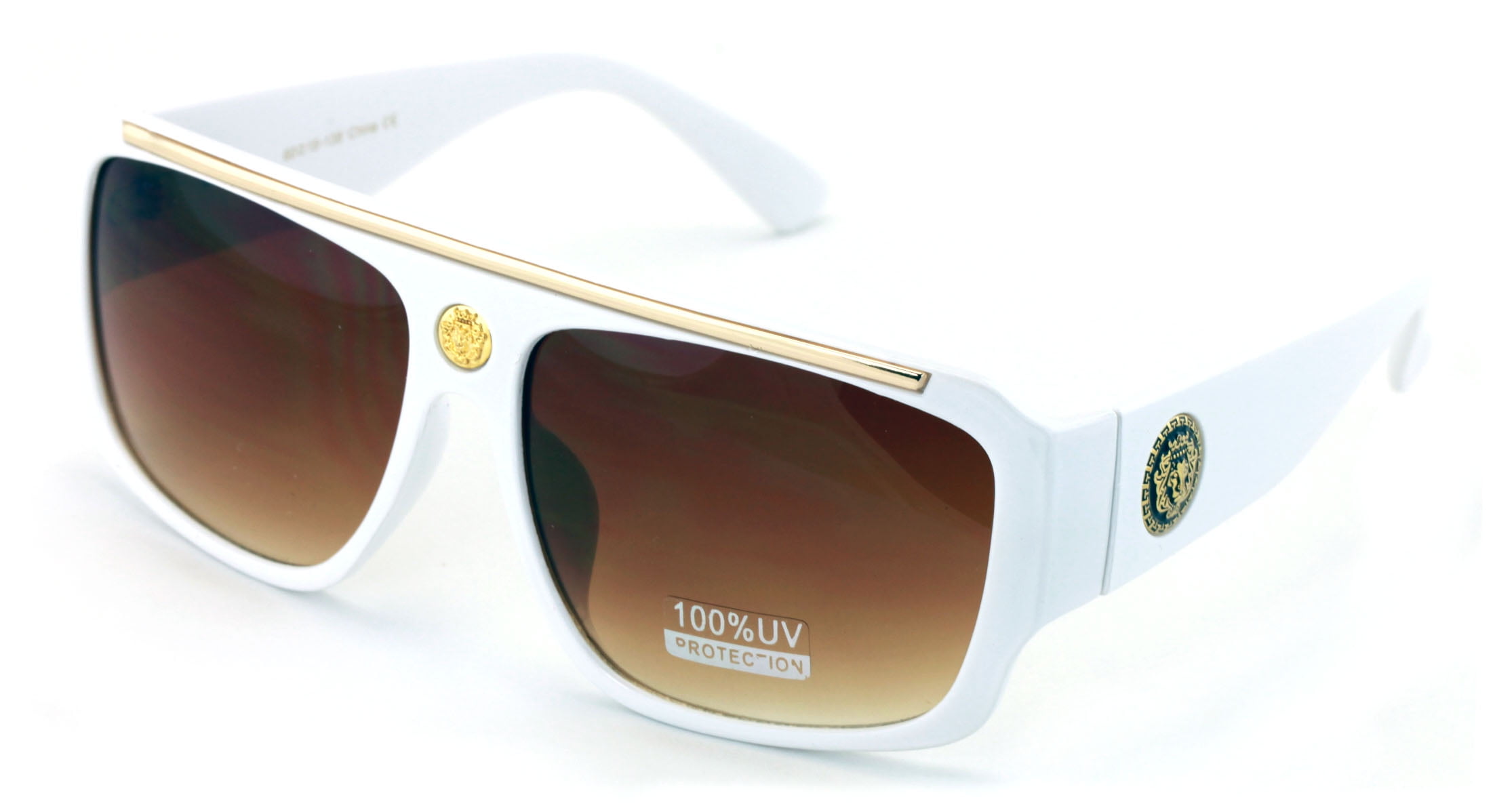 Lion head sunglasses aviator futuristic Amazon.com: Kleo Lion Head Medallion Oversized Flat Top  main image 3