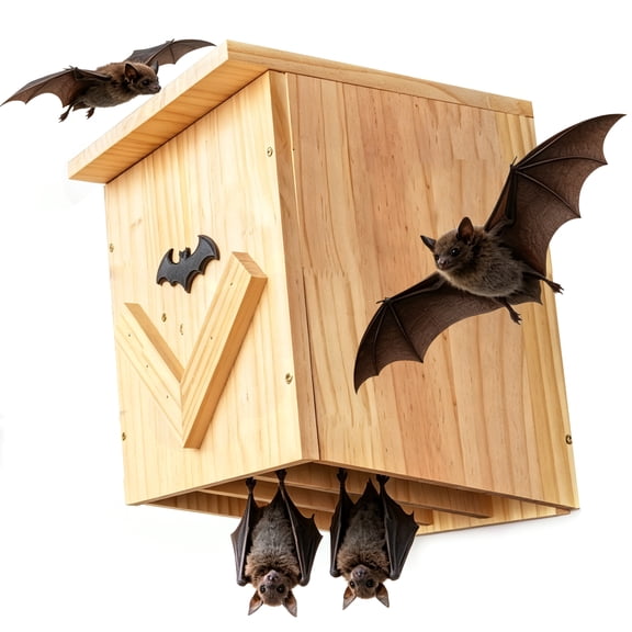 Large Three-Chamber Bat House Handcrafted Solid Wood Roosting Box with Pre-Drilled Holes Mountable on Tree, Wall, or Post Outdoor Bat Shelter for Backyard