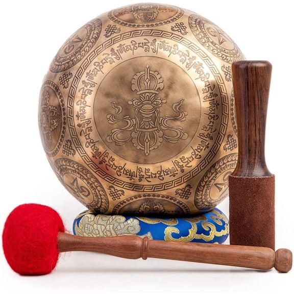 Large Tibetan Singing Bowl Set - 11" Master Healing Grade For Sound Bath & Yoga