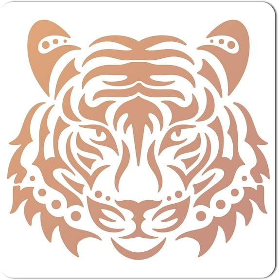 Large Tiger Head Stencils 12x12 Inch Reusable Jungle Animal Stencil Drawing Template Signs Home Wall Decor for Painting on Wood Wall Scrapbook Card Floor Canvas and Tile Drawin White DIY