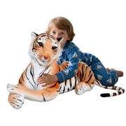 Large Tiger Plush 51 Inch, Cuddly Giant Stuffed Tiger Animal, Soft Life-Size Tiger Doll for Bedroom Sofa Decoration, Birthday Present