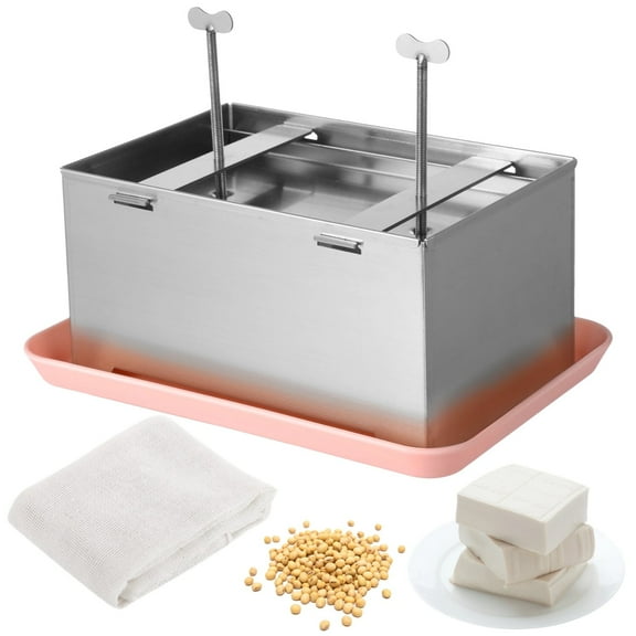Tofu Press,Stainless Steel Tofu Presser with Gauze & Drip Tray,Efficient Water Removal Tofu Making Tool Kit,Vegan Tofu Maker for Homemade Firm Tofu