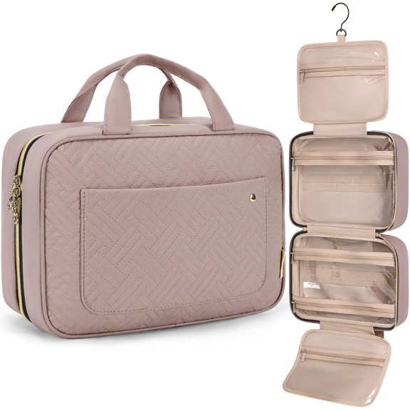 Large Toiletry Bag Travel Bag with Hanging Hook, Water-resistant Makeup Cosmetic Bag Travel Organizer for Accessories, Shampoo, Full Sized Container, Toiletries