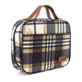 thumbnail image 1 of Large Toiletry Bag Travel Organizer with Hanging Hook, Water-resistant Makeup Cosmetic Bag Travel Case for Accessories, Shampoo, Toiletries, Personal Hygiene Items- Coffee Plaid, 1 of 5