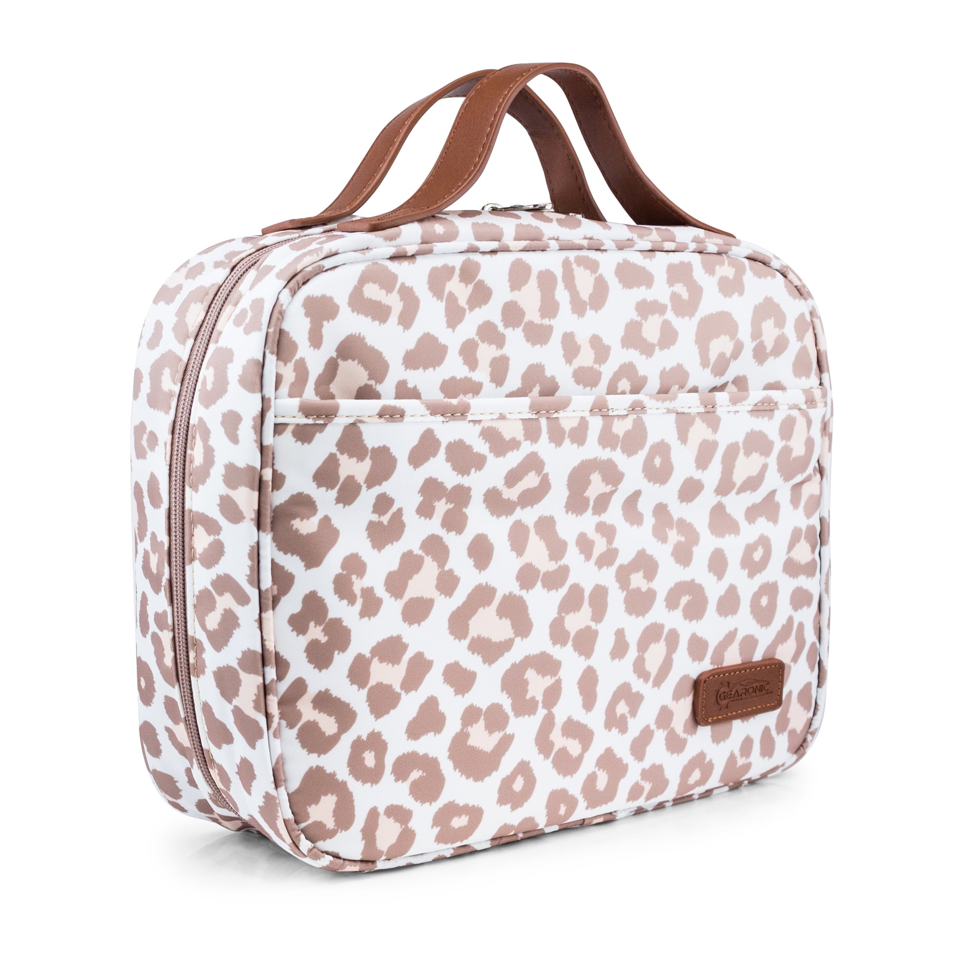 Large Toiletry Bag Travel Organizer with Hanging Hook, Water-resistant Makeup Cosmetic Bag Travel Case for Accessories, Shampoo, Toiletries, Personal Hygiene Items- Leopard