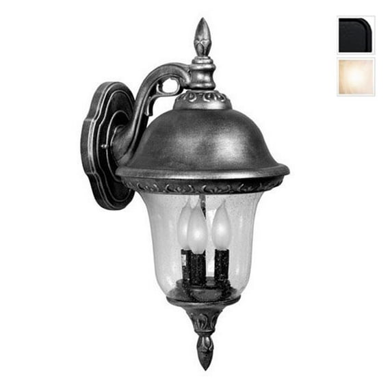 Large Top Mount Light with Alabaster Glass-Black