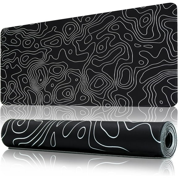 Large Topographic Map Gaming Mouse Pad Mat with Stitched Edge Non-Slip Rubber Base Washable Resilient for Laptop Table Desk Keyboard Mouse Pads Mats Accessory (Extended XXX-Large)