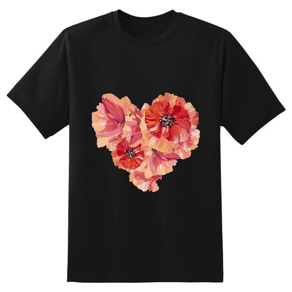 Large Tops For Men GraphicFlower (1) Printed Tees Summer Everyday Short-Sleeved T Shirts Black or White XS-5XL